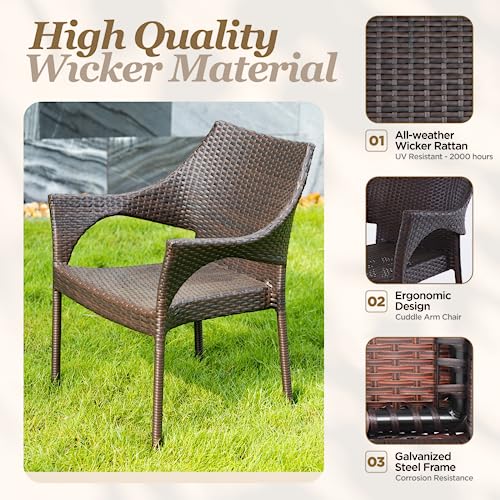 Outdoor Dining Chairs Set of 4 Stackable Wicker R1226