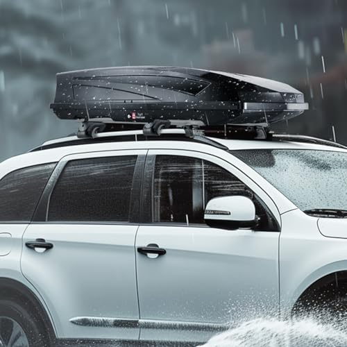 Black 22 Cubic Feet ABS Hard Shell Roof Box with Dual-Sided Opening D575218