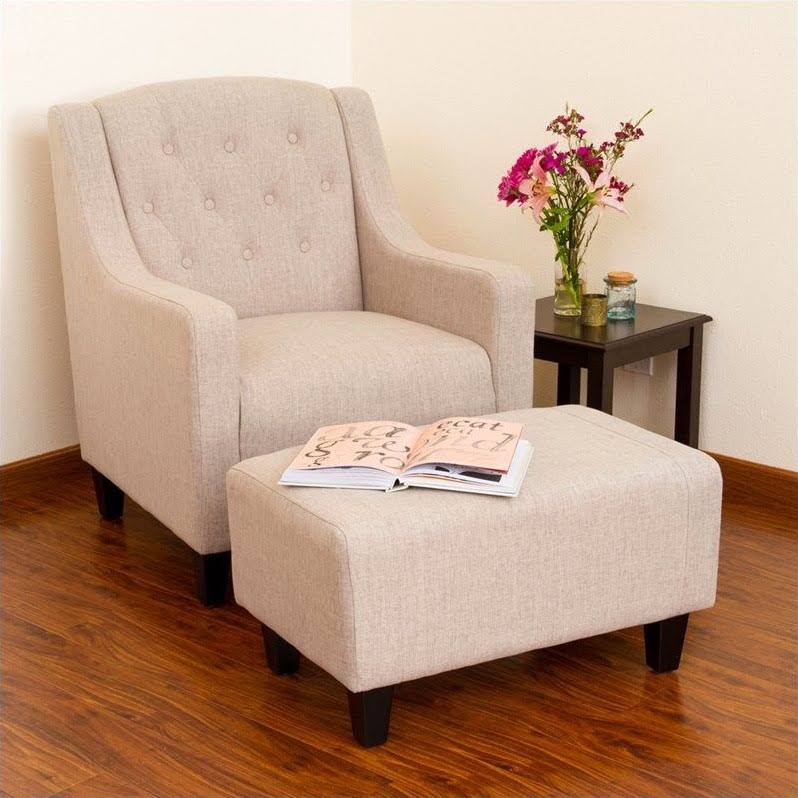 Beige Arm Chair and Ottoman M1353