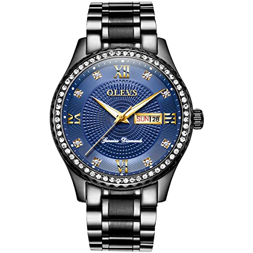 Golden Big Dial Quartz Analog Watch with Day Date Calendar and Stainless Steel Band P91781