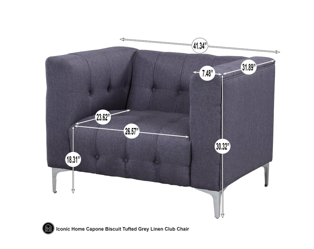 Grey Fabric Tufted Club Chair J202
