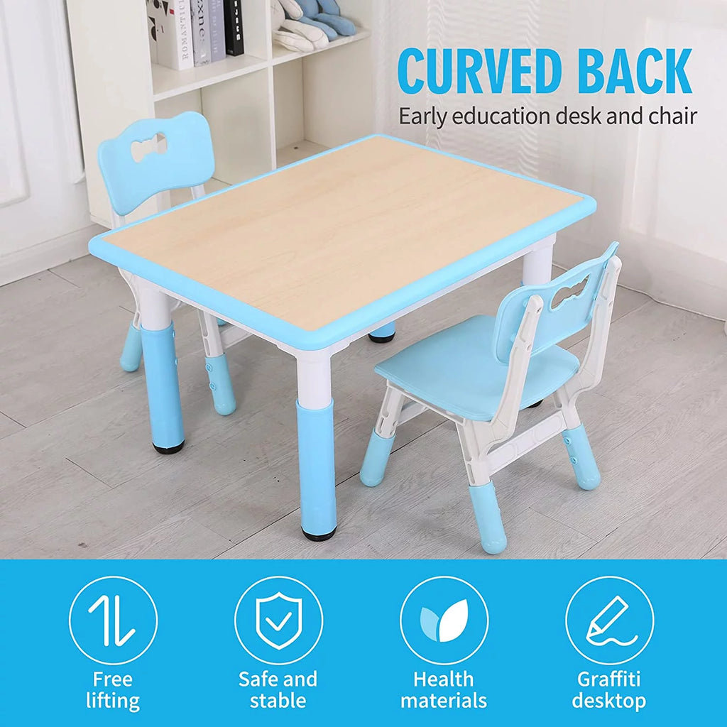 Kids Height Adjustable Plastic Study Table and Chairs Set I821