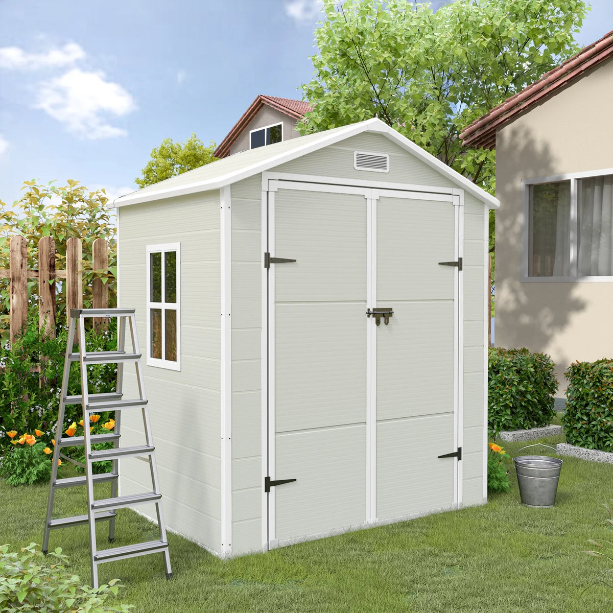 6x4.5 FT Resin Outdoor Storage Shed with Lockable Door C22749