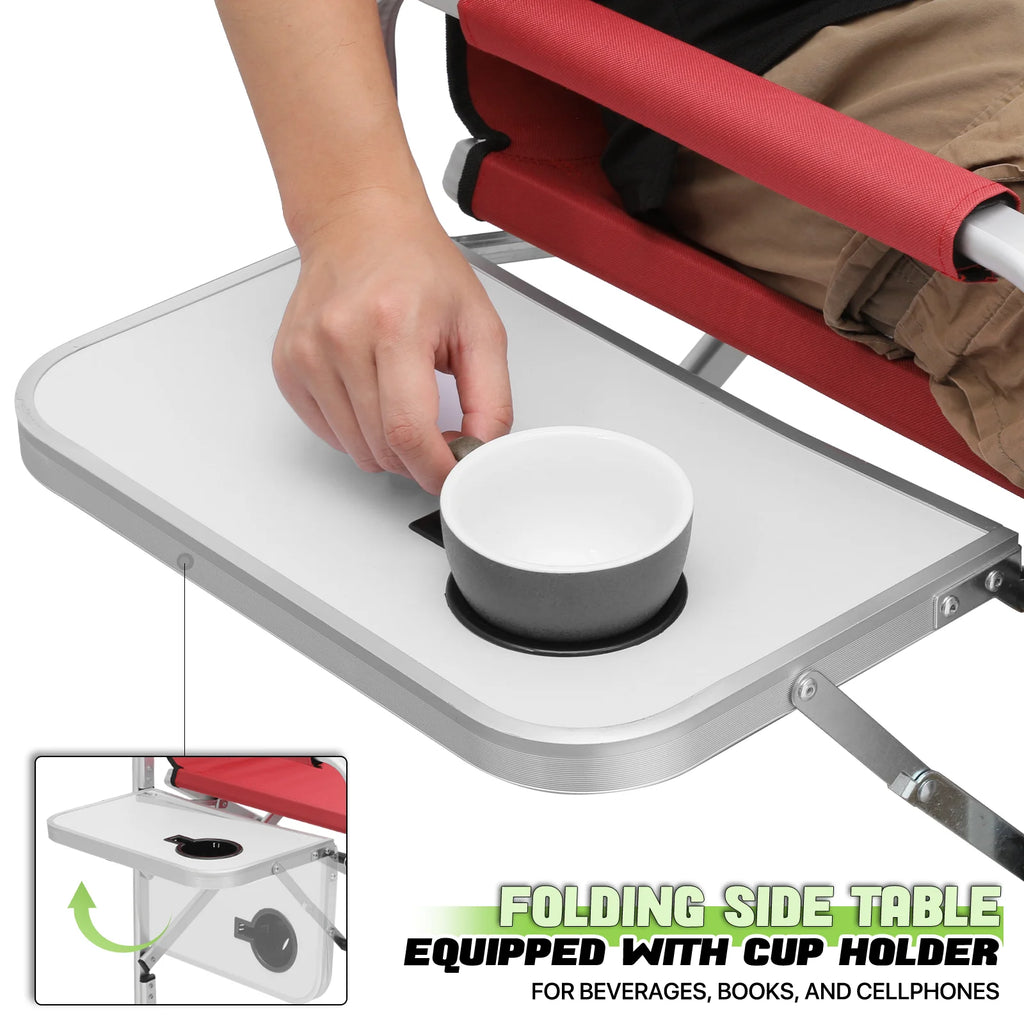 Foldable Camping Director Chair with Side Table & Storage Pocket, Red M967629
