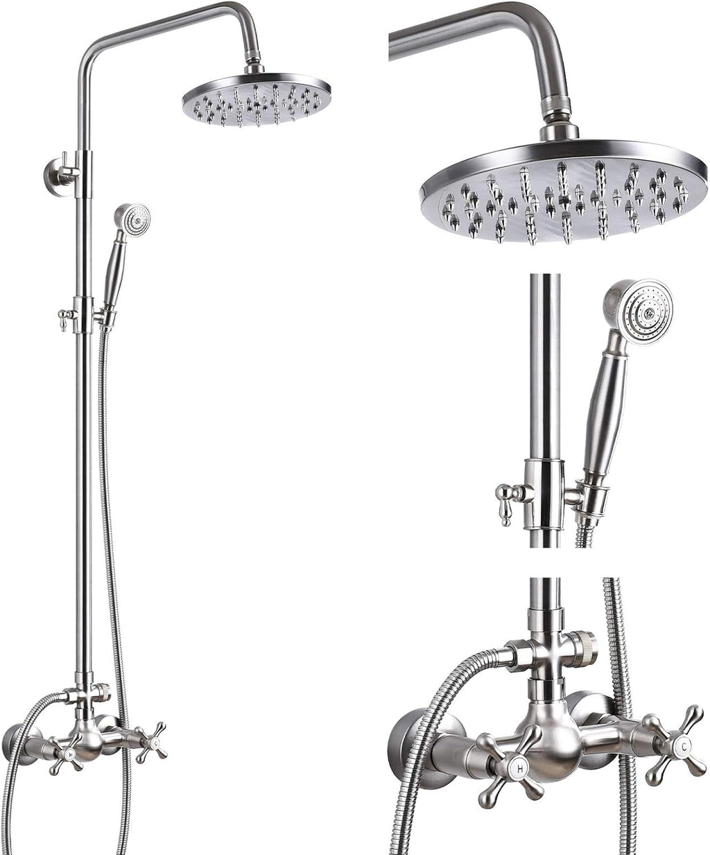 8 Inch Rainfall Shower Head with Handheld Spray Combo Set T526