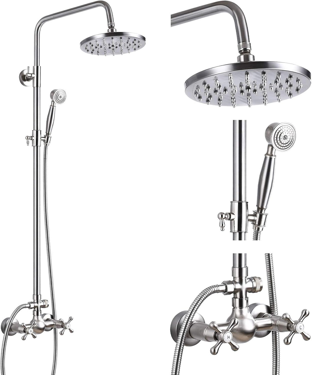 8 Inch Rainfall Shower Head with Handheld Spray Combo Set T526
