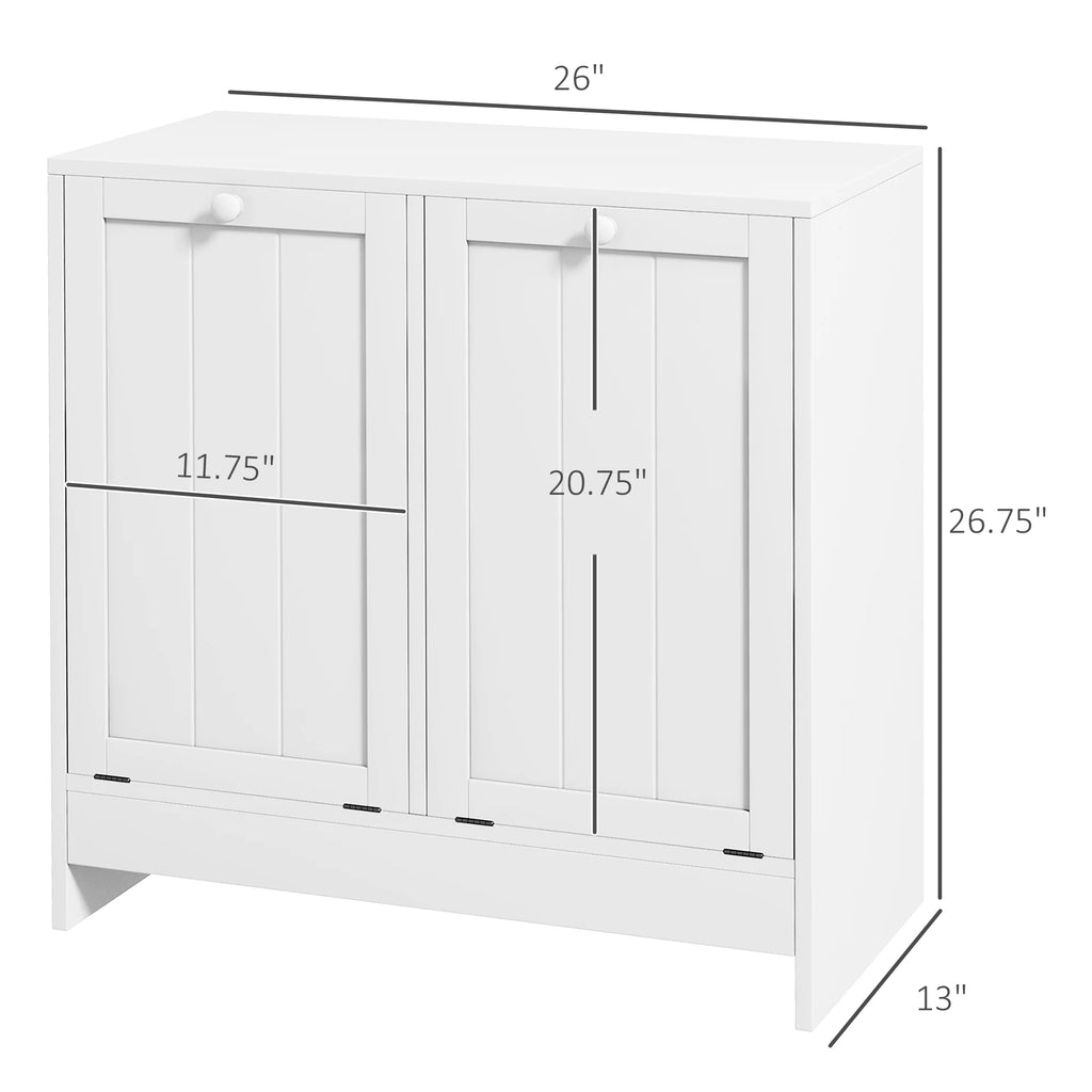 White Tilt-out Laundry Cabinet with 2 Hamper Compartments Z219175