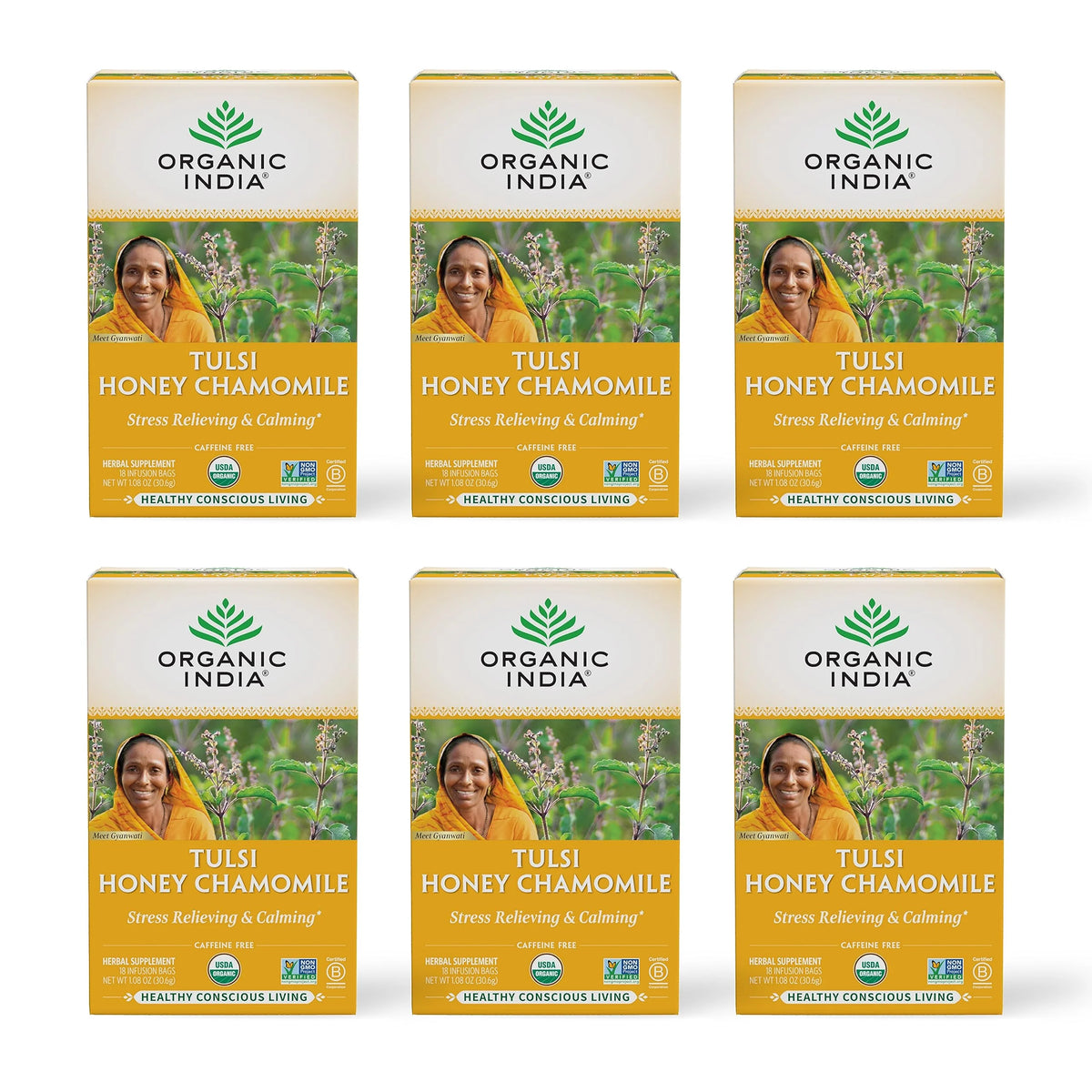 Honey Chamomile Herbal Tea, 18 Infusion Bags, 6 Pack O489447
