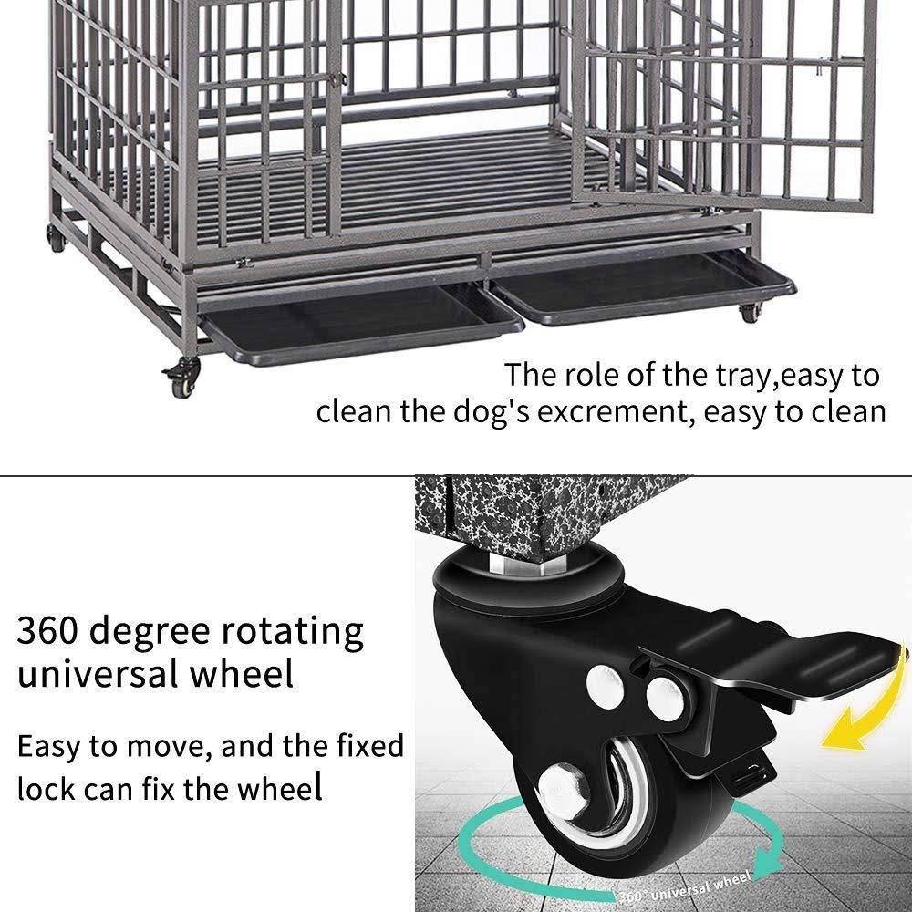 46 inch Heavy Duty Metal Dog Crate with Wheels G291