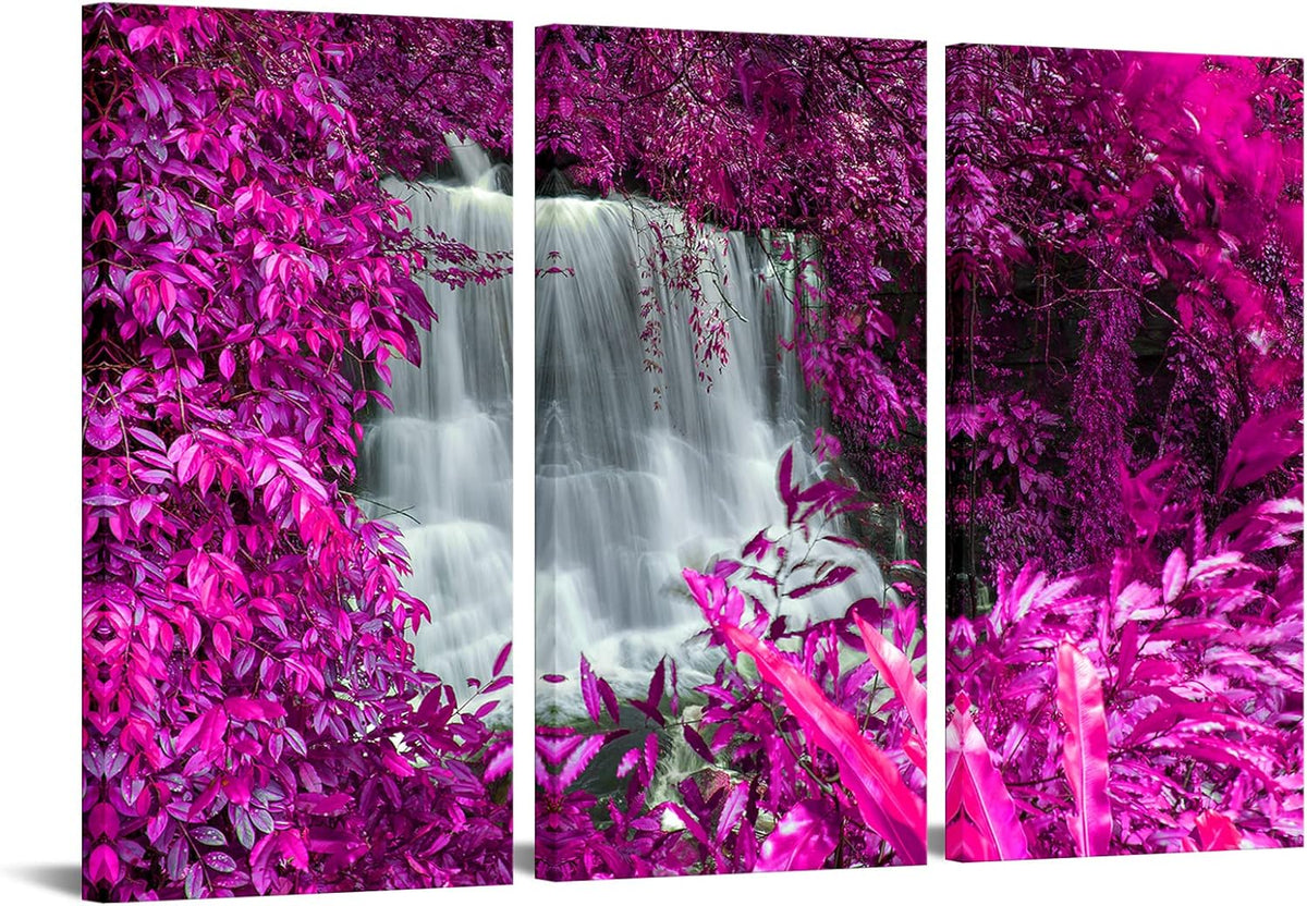 Black White and Purple Canvas Wall Art 16x32inchx3pcs A9042