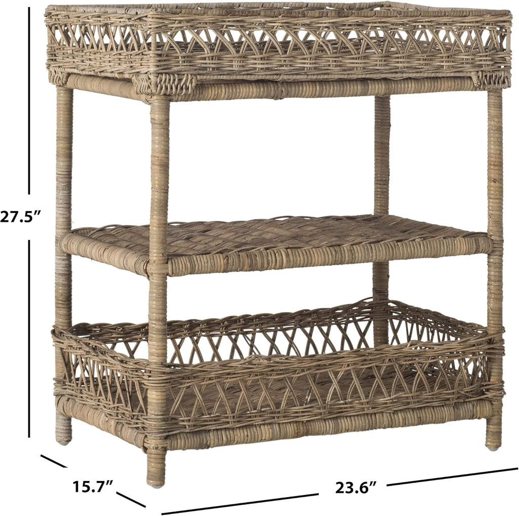Natural Wicker 3 Tier Accent Table N523