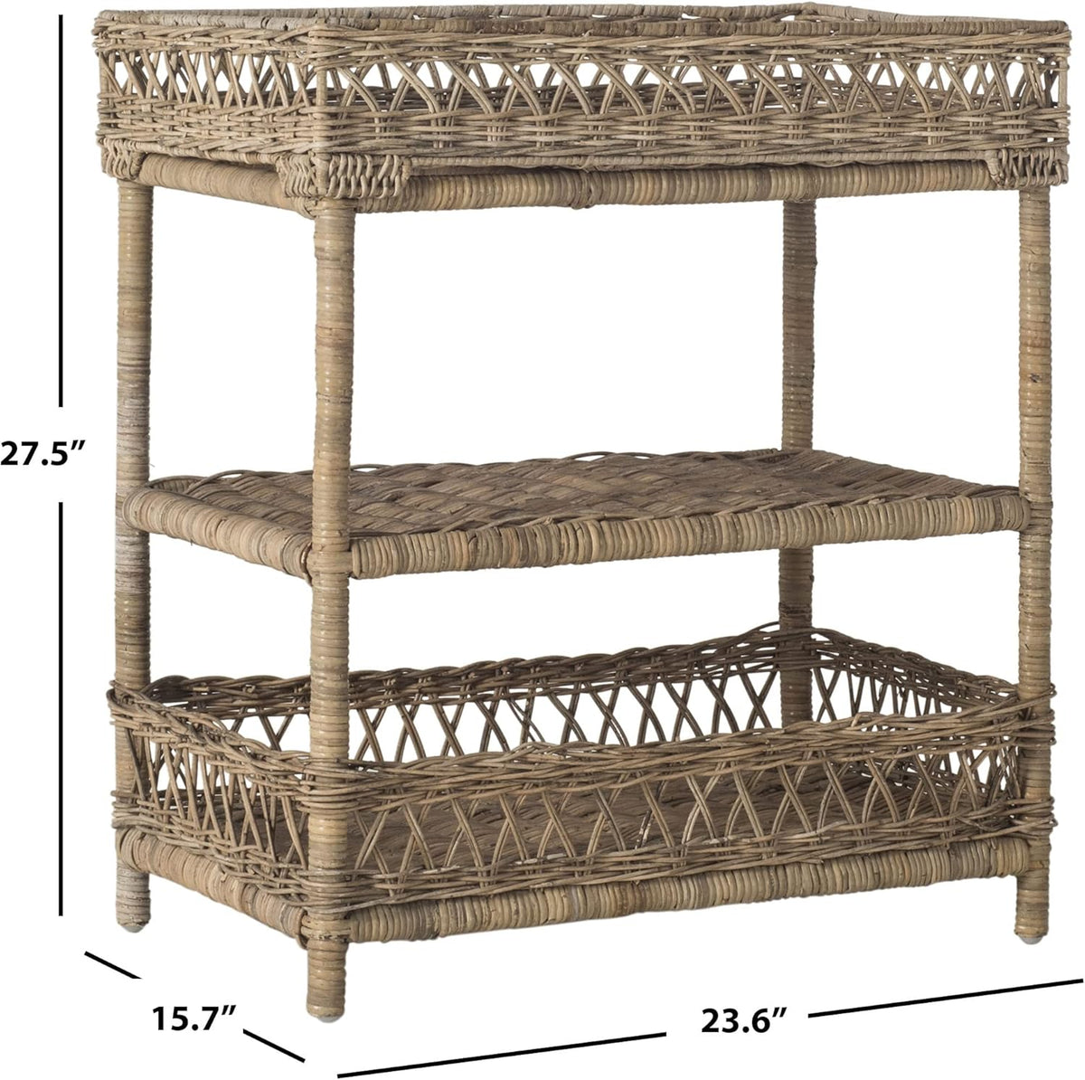 Natural Wicker 3 Tier Accent Table N523