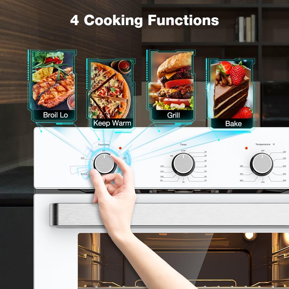 White 24" Single Wall Electric Oven with Mechanical Knobs H76543
