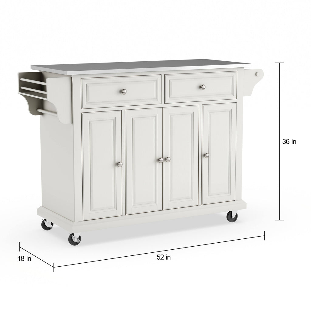 White Finish Stainless Steel Top Kitchen Cart and Island L33305