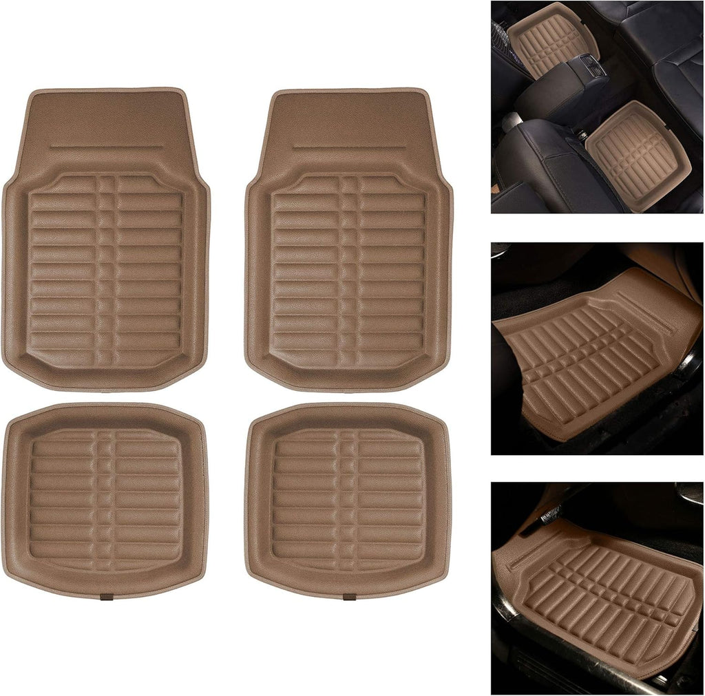 Red Black Deep Tray Style Automotive Floor Mats 4 Piece Q648366