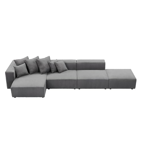 Cream Curved Boucle Modular Sectional Sofa Set 4 Seat N703