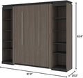 98" Full Murphy Bed with 2 Narrow Bookcases in Bark Gray W87773