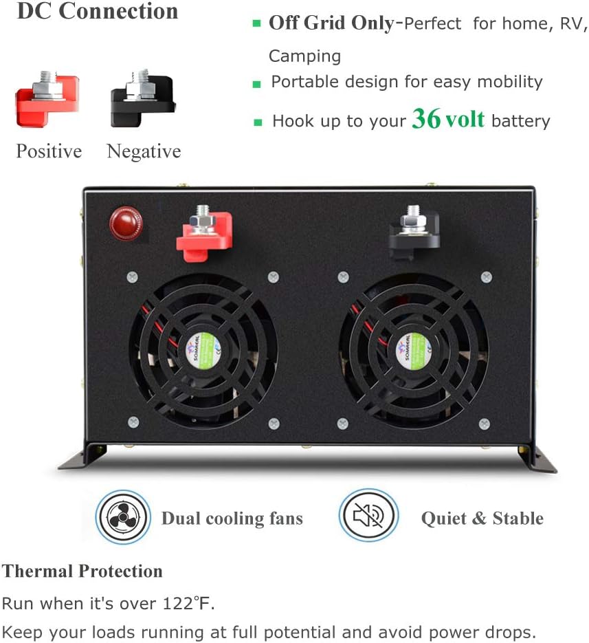 8000W Pure Sine Wave Power Inverter DC 36V to AC 120V S1327