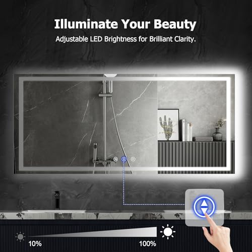 40x36 LED Bathroom Mirror with Front and Backlit, Anti-Fog, Dimmable, 3 Colors C403