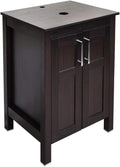 Dark Coffee 24 Inches Single Bathroom Vanity with 2-Door Cabinet and Tempered Glass Sink Top D63213