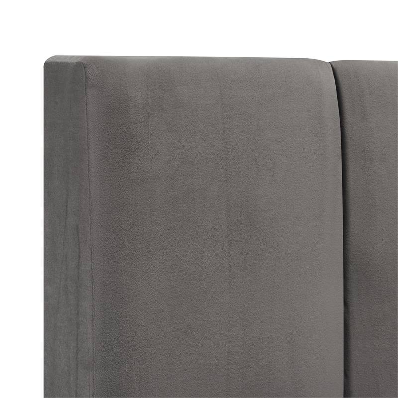 King Modern Channel Bed in Flannel Gray Velvet N417