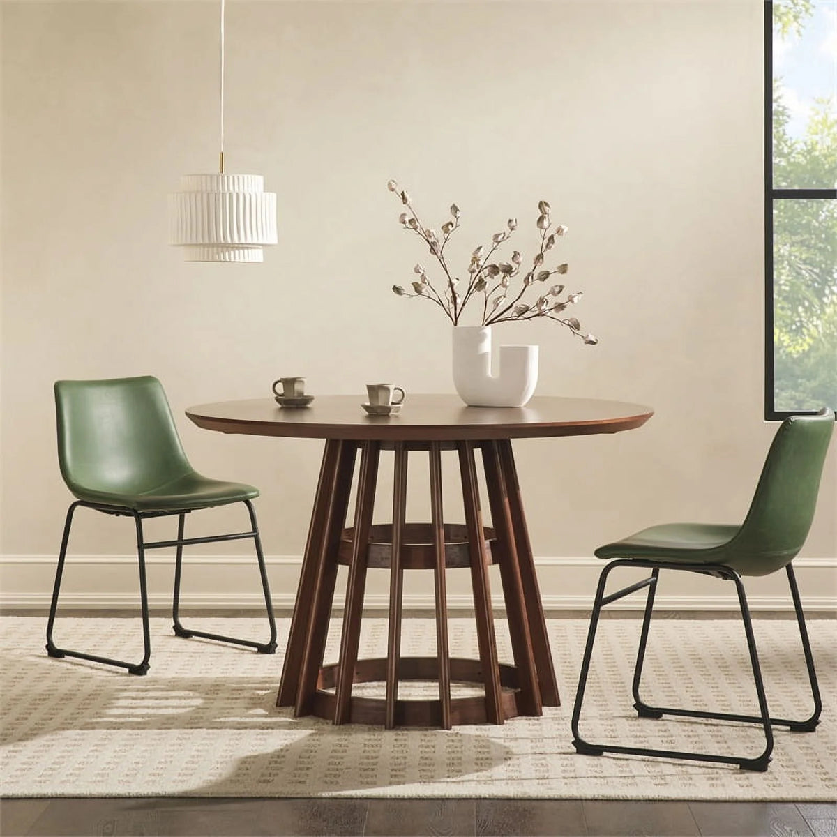 48" Mid-Century Round Wood Pedestal Dining Table H9676