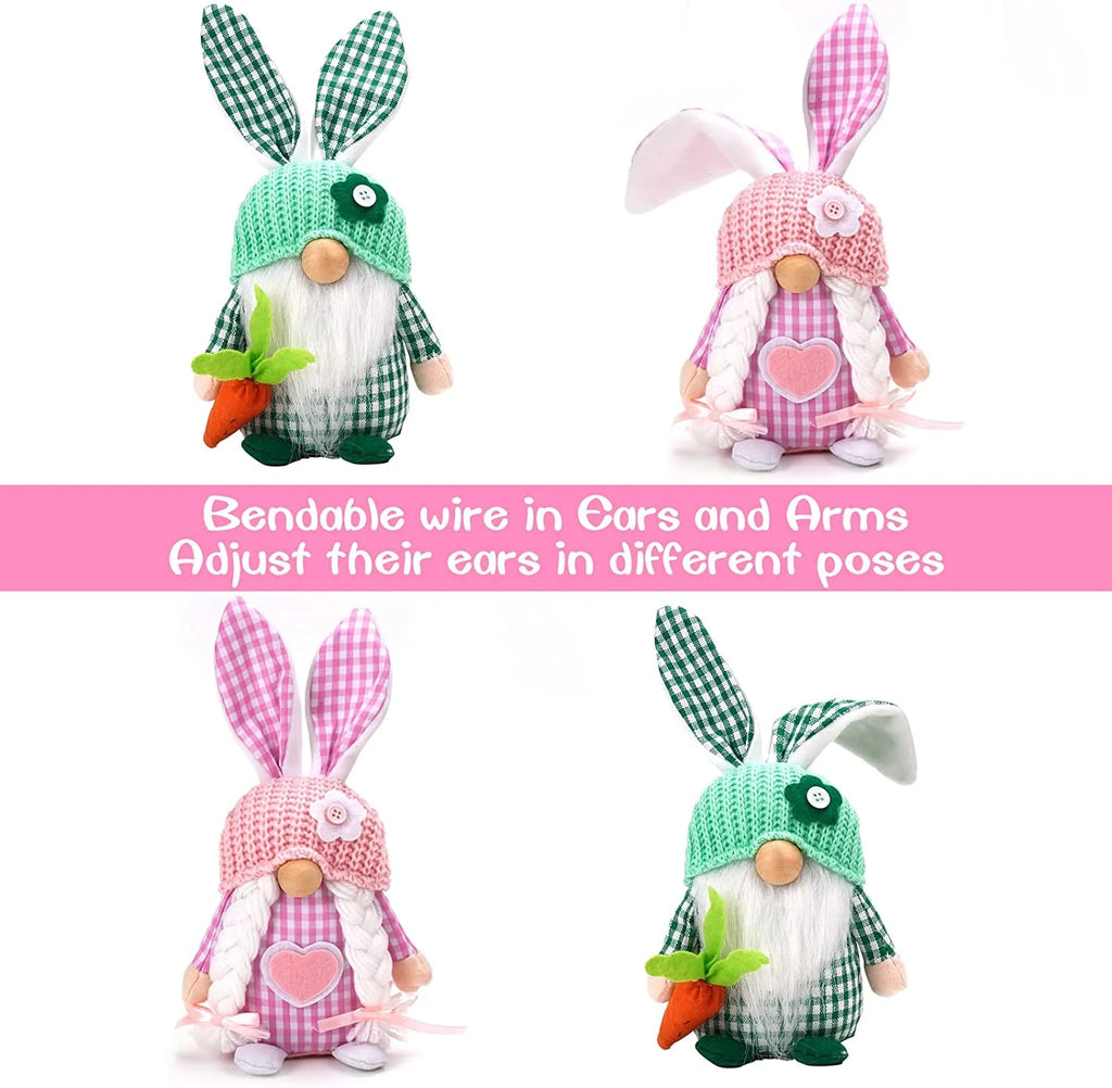 Easter Gnomes Decorations, 2 Pack Plush Gnome House Decor T3071