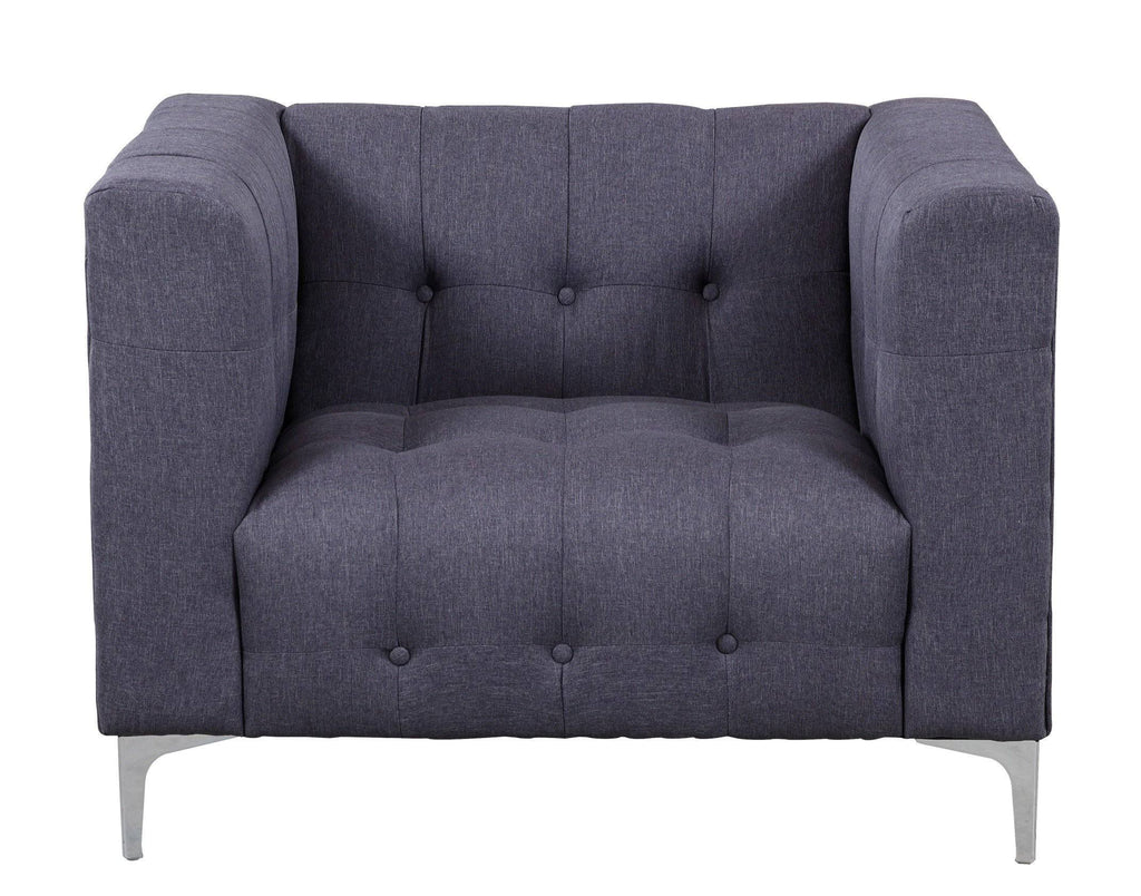 Grey Fabric Tufted Club Chair J202