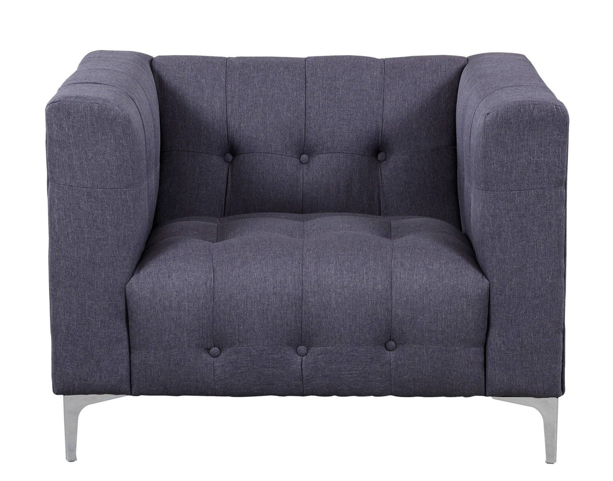 Grey Fabric Tufted Club Chair J202