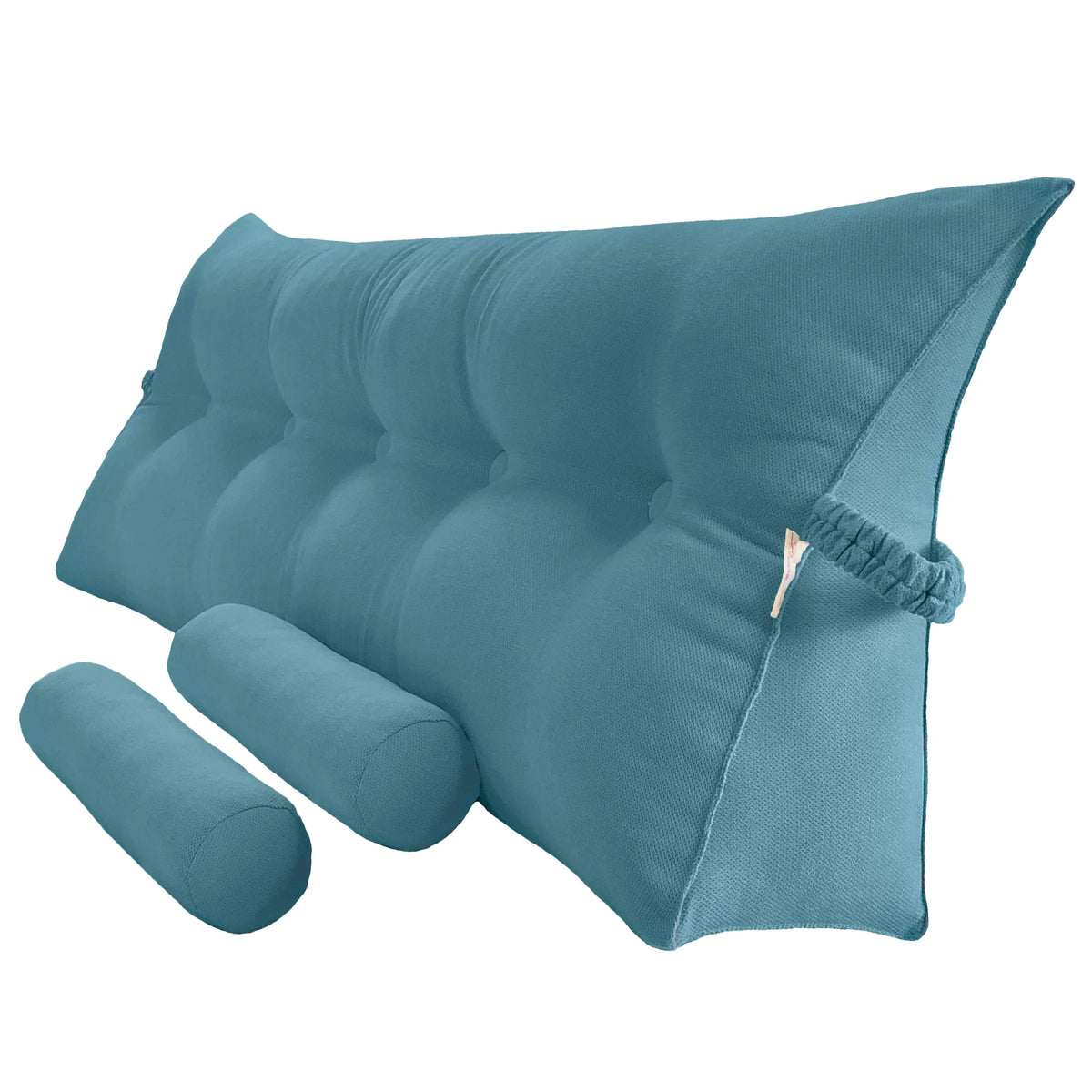 Teal Blue King Size Wedge Pillow with Detachable Roll Pillows Y6947