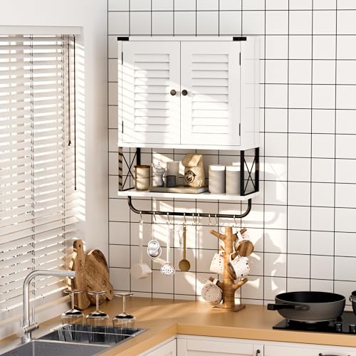 White Wall Mounted Medicine Cabinet with Towel Bar K245