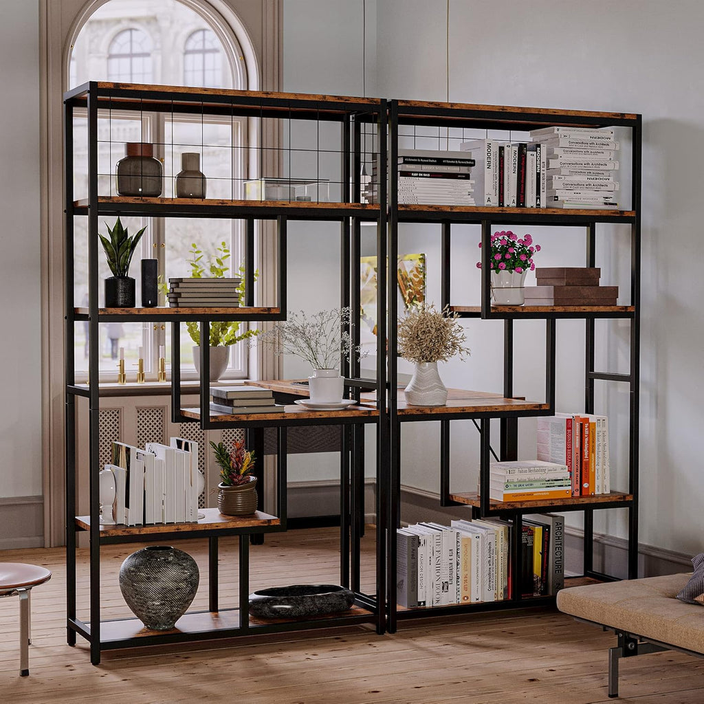 6-Shelf Industrial Etagere Bookcase with Metal Frame M70670