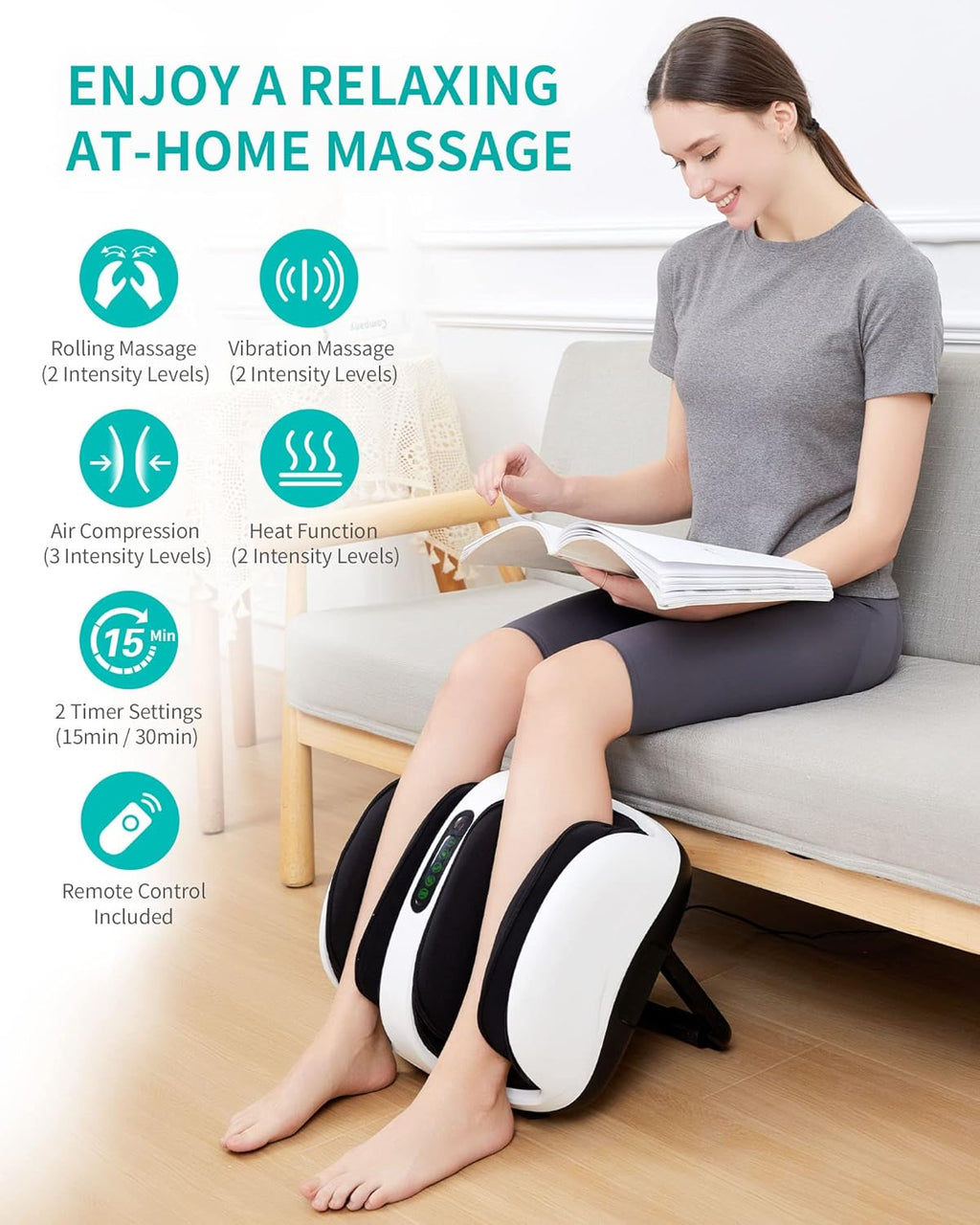 Shiatsu Foot and Calf Massager with Heat and Remote A187