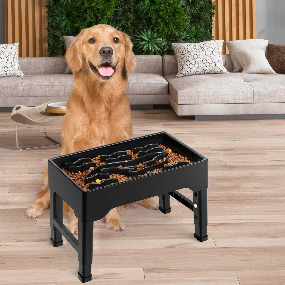 9 Cups Raised Slow Feeder Dog Bowls with 4 Adjustable Heights L374
