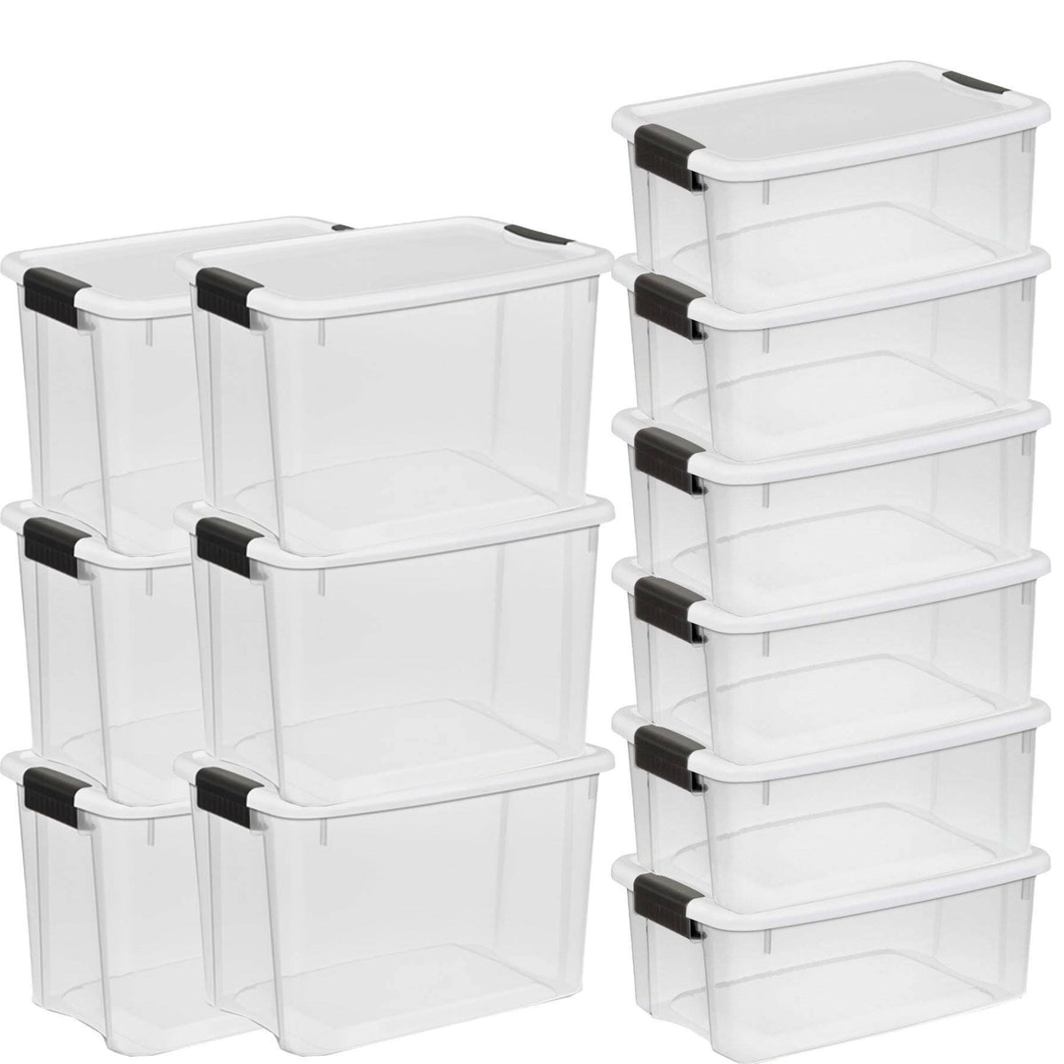 30 qt and 18 qt Clear Plastic Storage Container 12 Pack R8588
