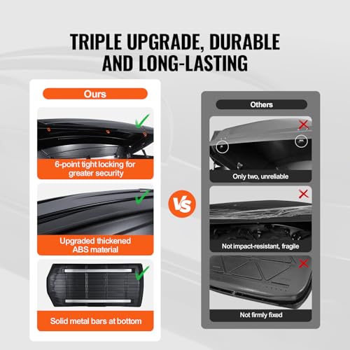 Black 22 Cubic Feet ABS Hard Shell Roof Box with Dual-Sided Opening D575218