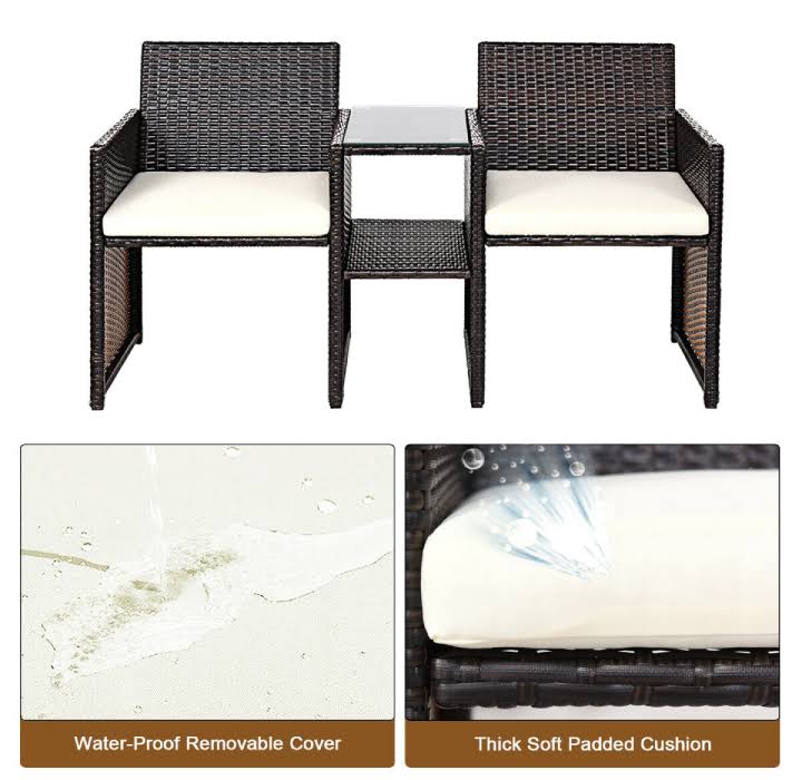 Rattan Loveseat Patio Conversational Set M95198