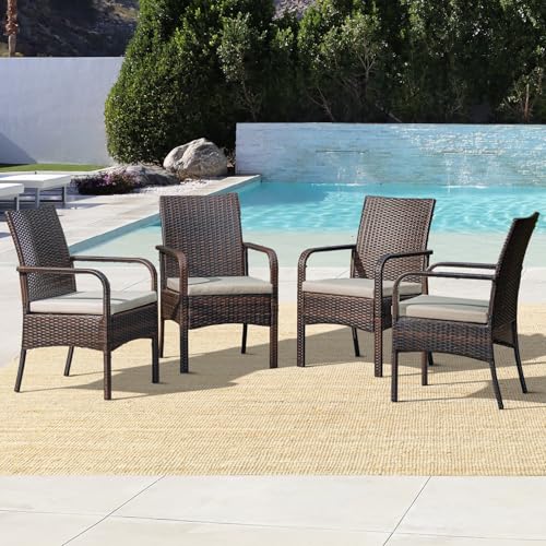 Outdoor Dining Chairs Set of 4 Stackable Wicker R1226