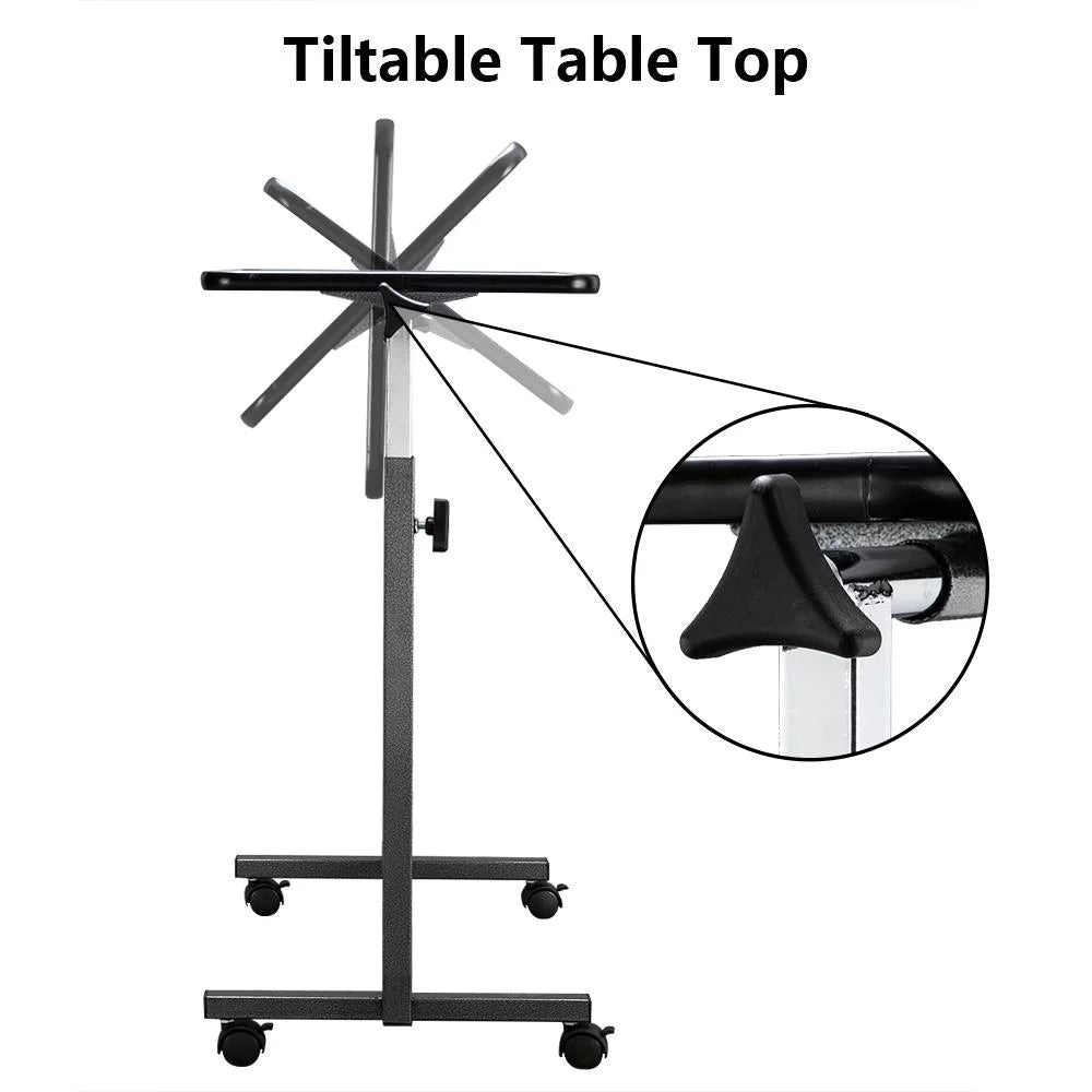 Adjustable Overbed Bedside Table with Wheels Gray R89508