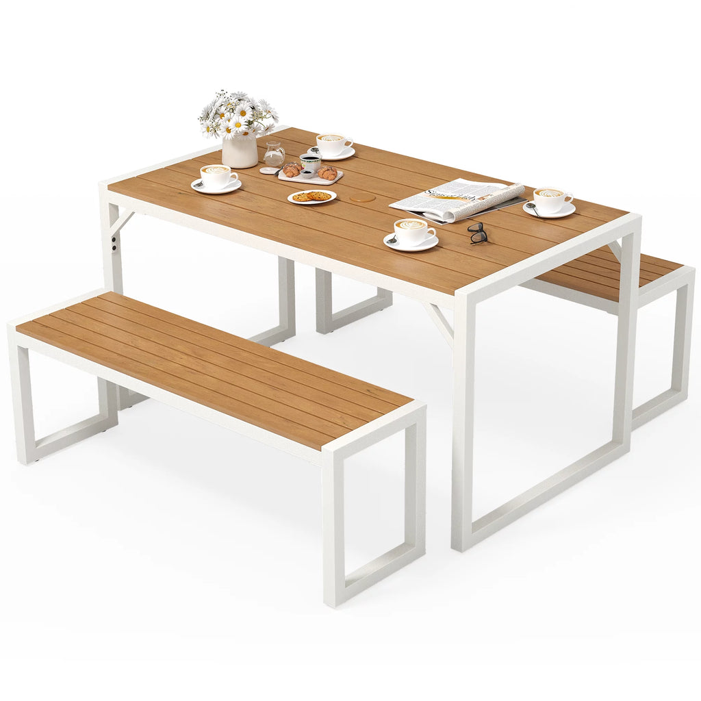 3 Pieces Patio Dining Table and Bench L629953