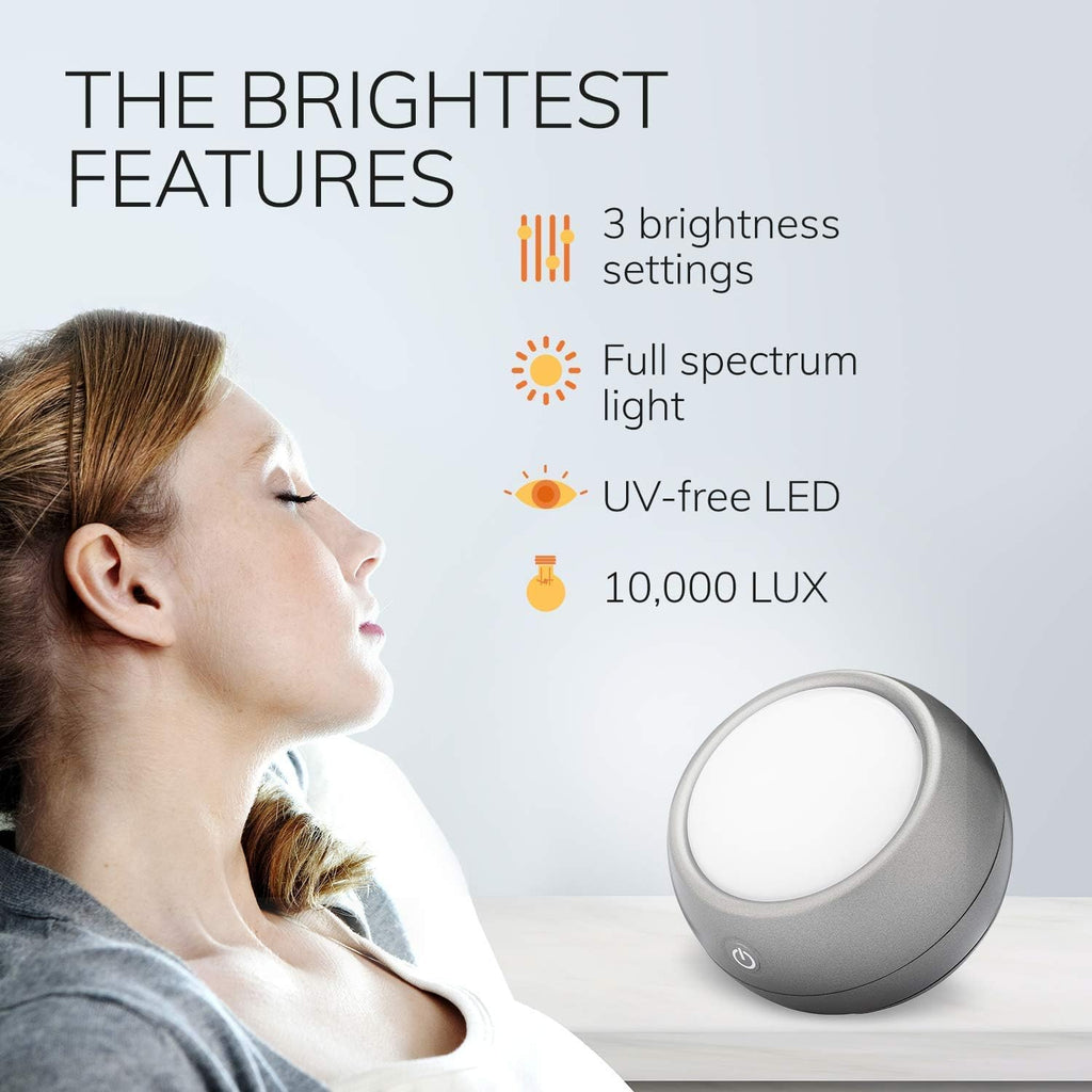 Light Therapy Lamp, UV-Free LED, 10,000 Lux, Full Spectrum, Light Grey I875