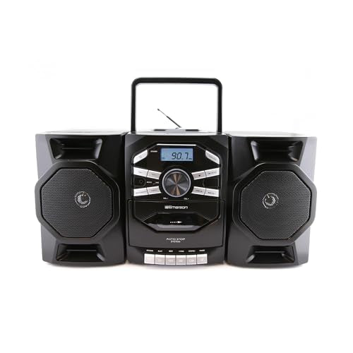 Portable CD Player Boombox with Cassette, AM/FM Radio, AUX, Detachable Speakers W653960