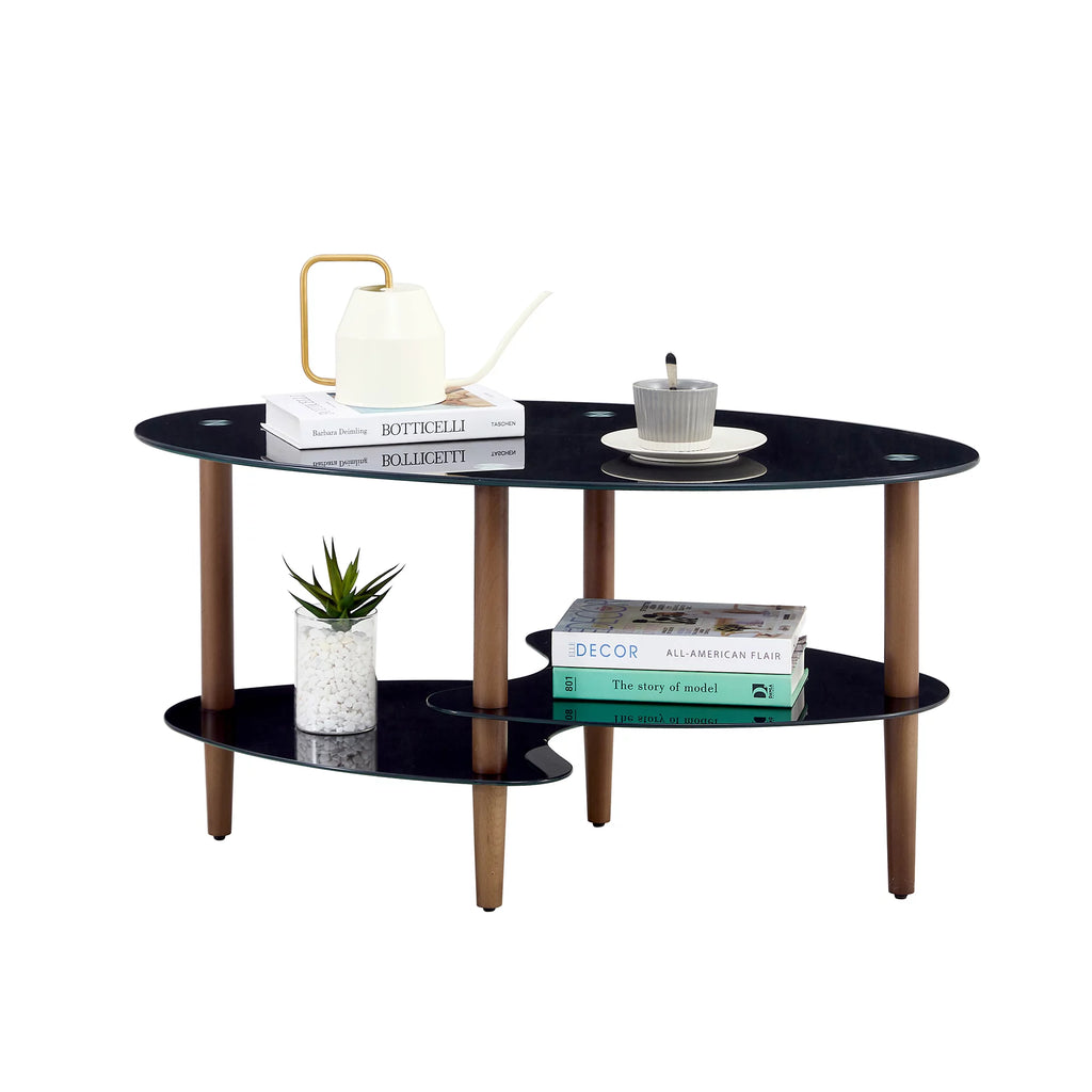 Oval 3-Tier Glass Coffee Table H9688