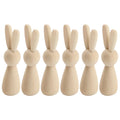 6Pcs Unpainted Natural Wooden Bunny Dolls S4439