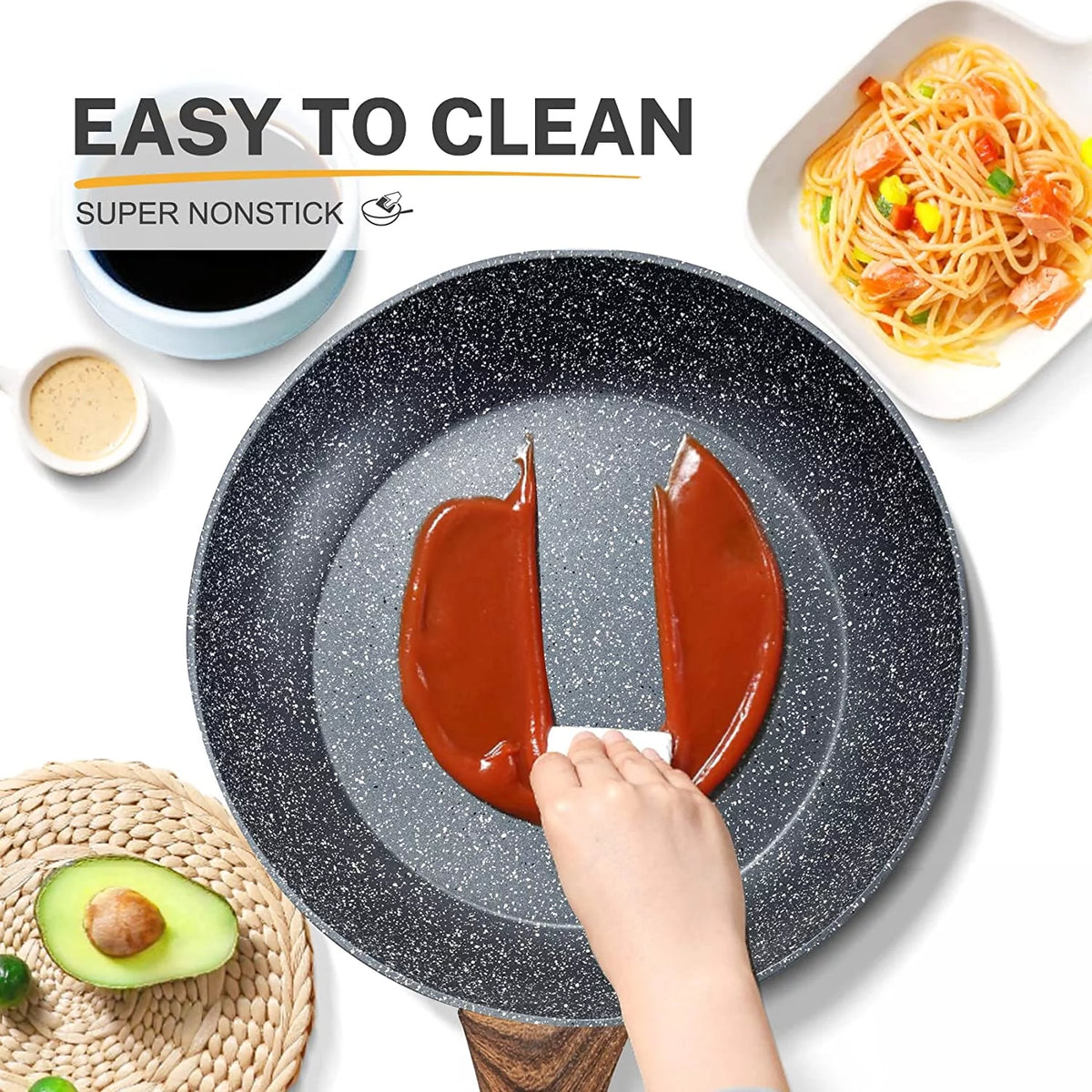 Non Stick Granite 8 Pieces Induction Cookware Set V1258
