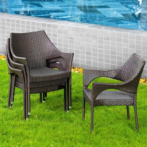 Outdoor Dining Chairs Set of 4 Stackable Wicker R1226