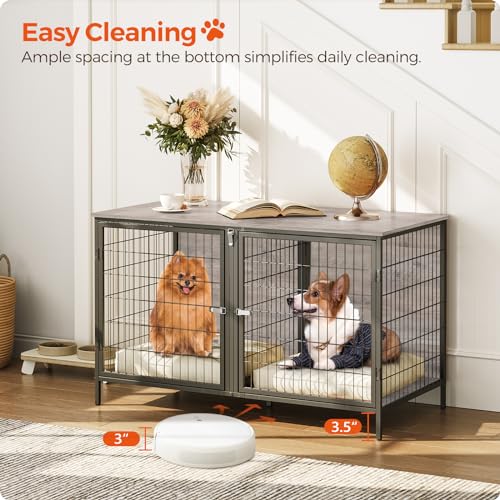 Rustic Brown Dog Crate Furniture with Removable Divider S983