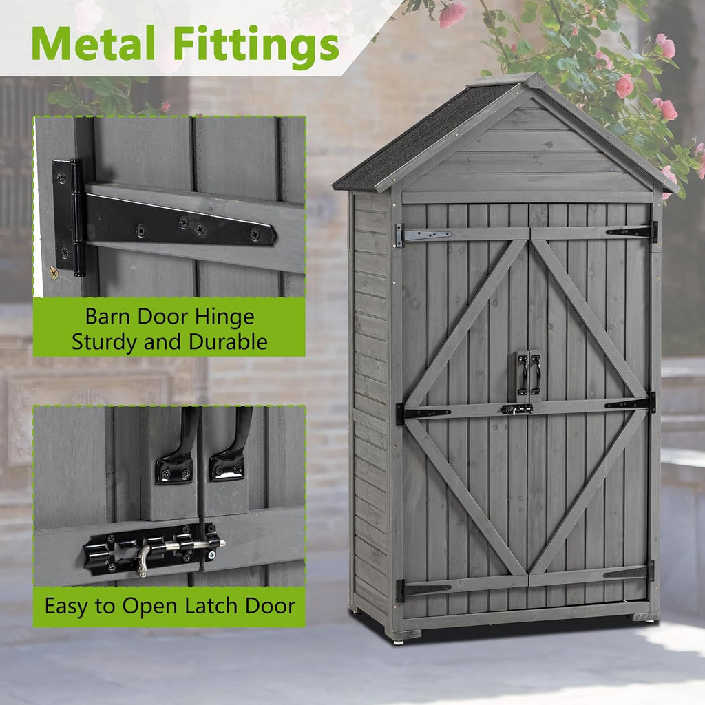Outdoor Wooden Storage Shed with Lockable Door P2736