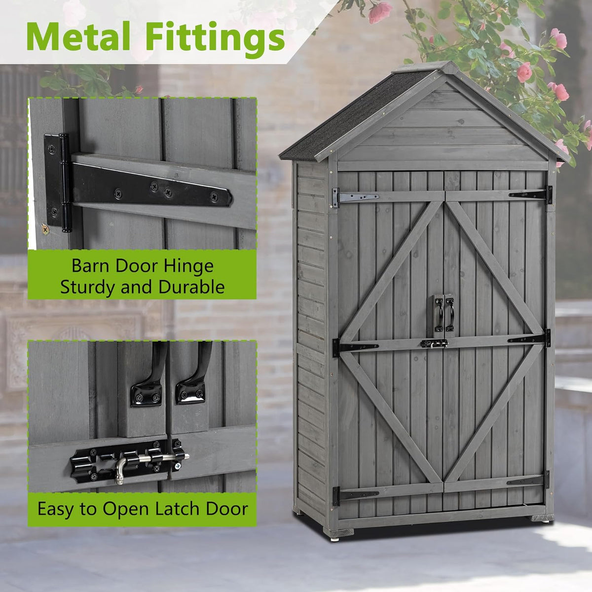 Outdoor Wooden Storage Shed with Lockable Door P2736