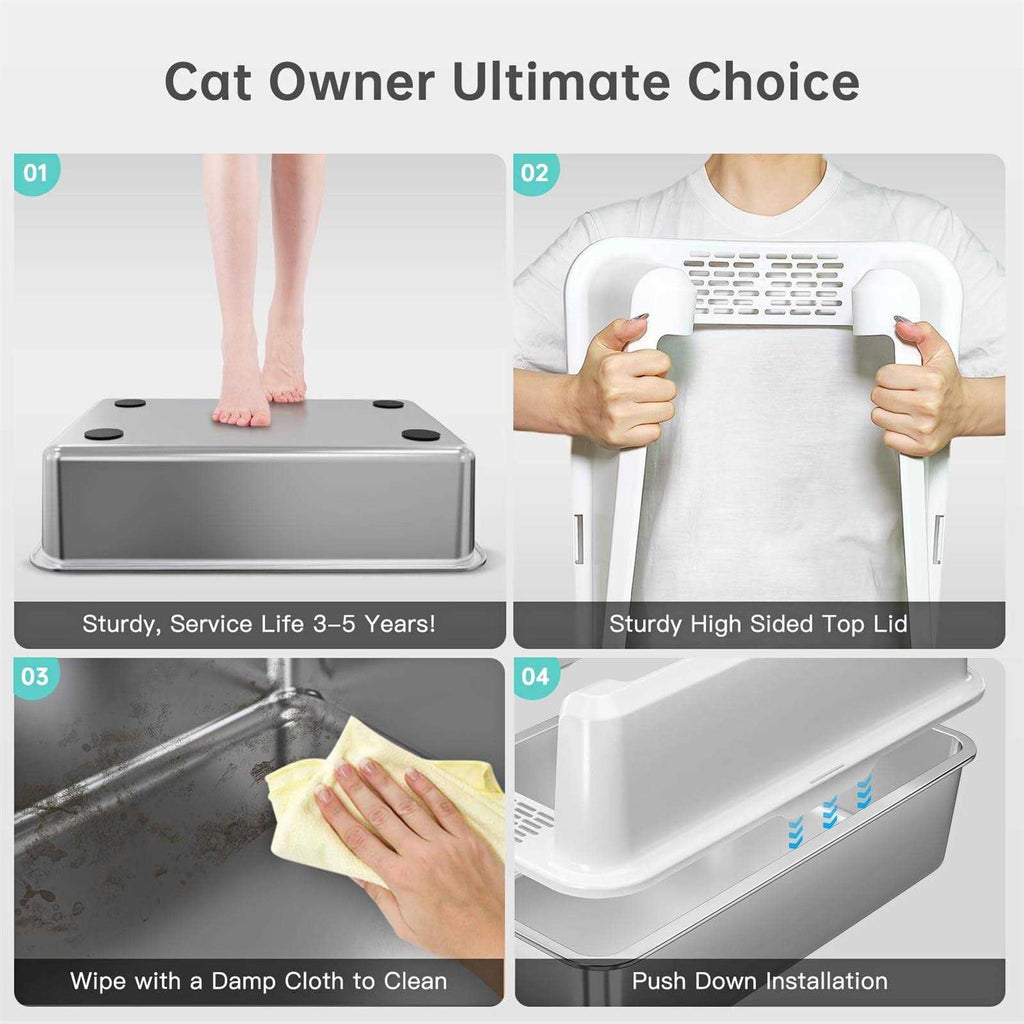 Stainless Steel Cat Litter Box with Lid XL U910